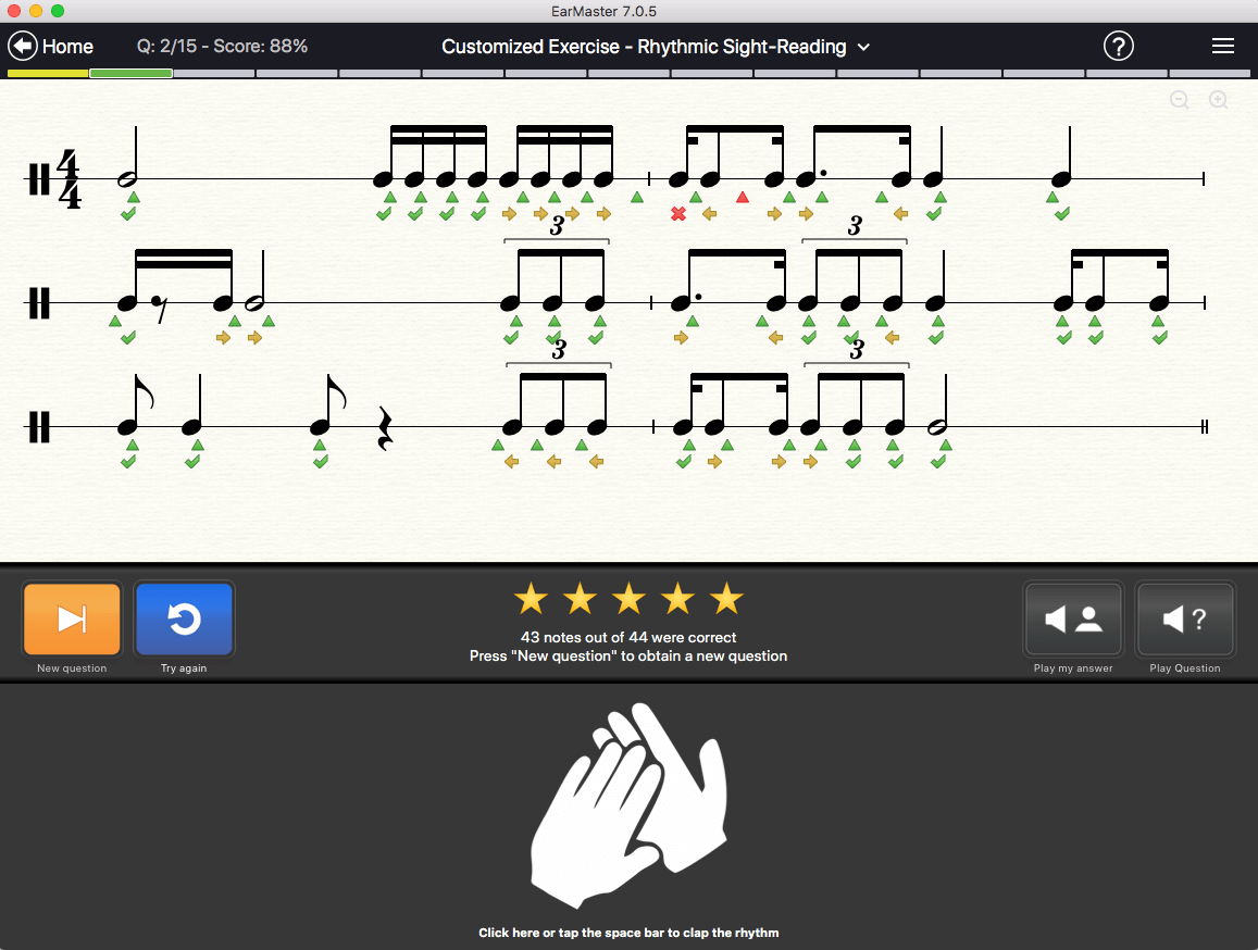 EarMaster Rhythm Screen