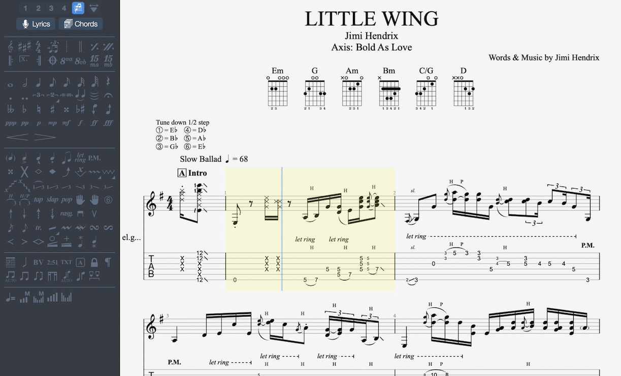 Guitar Pro Notation Screen